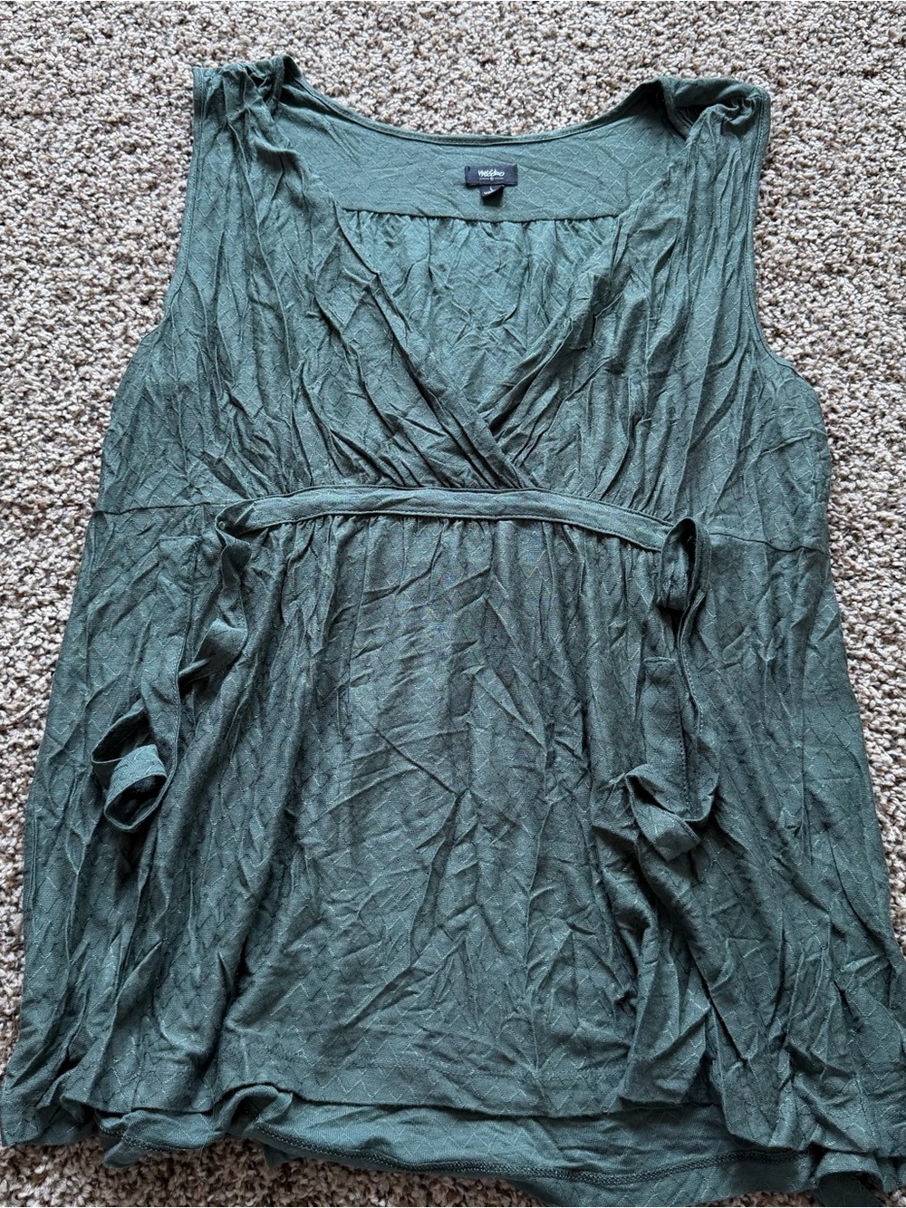 Vintage Mossimo Supply Co. Olive Green Sleeveless Wrap Tie-Front Tunic